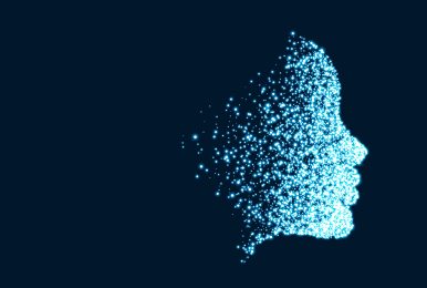 digital particle technology face for artifiticial intelligence concept